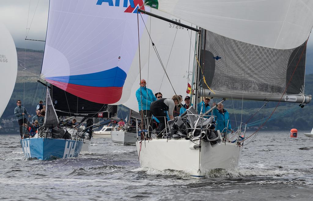 Banshee leads the fleet downwind - Old Pulteney Mudhook Regatta 2017 © Neill Ross